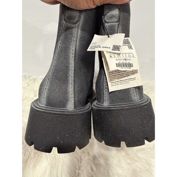 Zara Men Lace-Up Black Canvas Chunky Lug Style Boots Distressed US 10 EUR 43 NWT - Picture 9 of 11